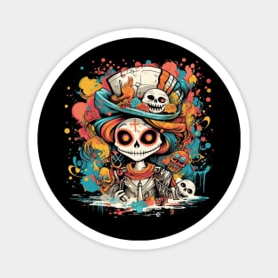 graffiti style skull pirate girl Magnet